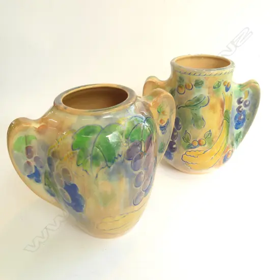 PAIR ROYAL DOULTON BRANGWINWARE HAND PAINTED VASES H.190MM 