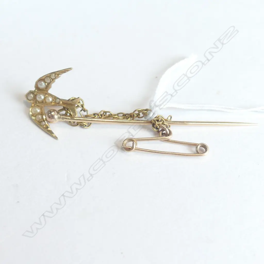 9CT GOLD PEARL STICK PIN Image 1++