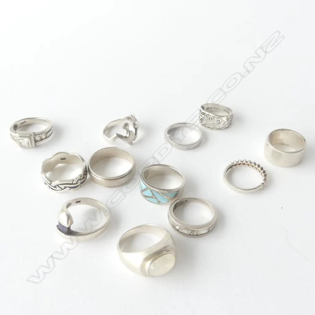TWELVE ASSORTED S/SILVER RINGS, TOTAL WEIGHT 55GM Image 1++