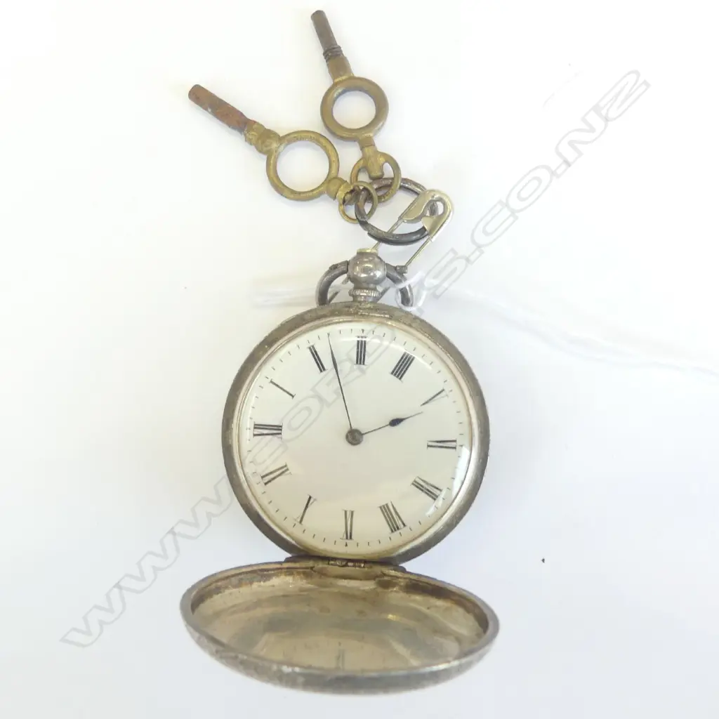 EDWARDIAN S/SILVER POCKET WATCH, ENGRAVED CASE + KEYS Image 1++