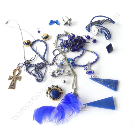 ASSORTED LAPIS JEWELLERY PLUS QUARTZ WATCH & MISC COSTUME