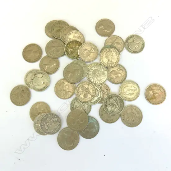 37 NZ 3 PENCE COINS AND 2 AUSTRALIAN