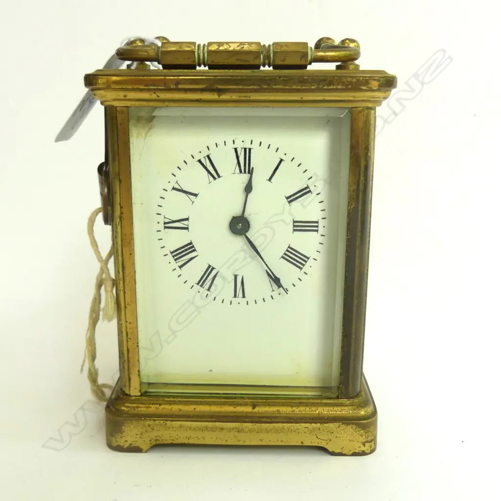 FRENCH BRASS CARRIAGE CLOCK WITH KEY H.110MM 18974 Image 1++