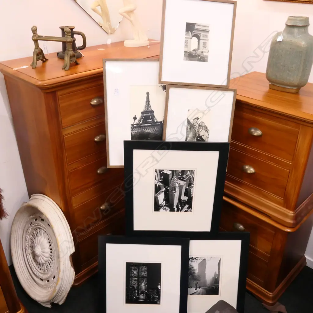 6 FRAMED PHOTOGRAPHS NEW YORK SCENES; PARIS, LARGEST 545MM H 485MM W Image 1++