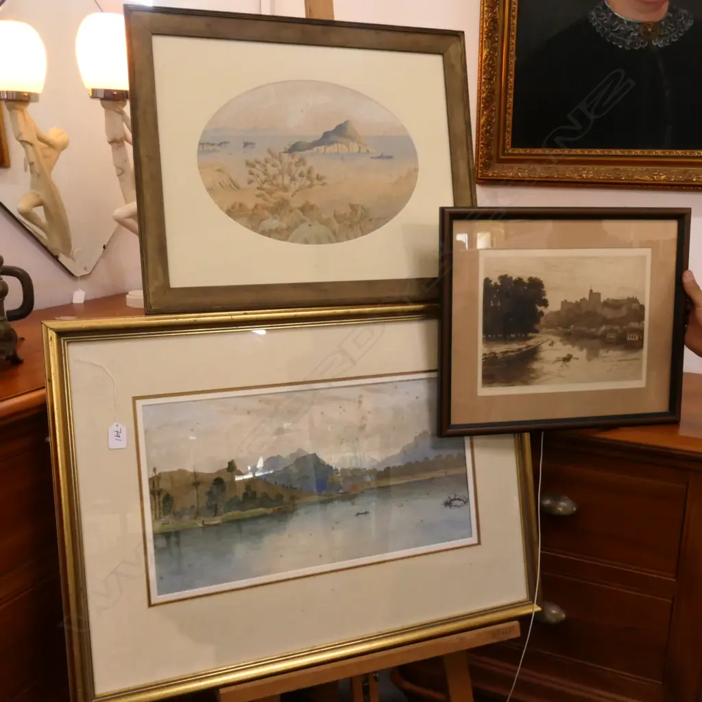 2 COLONIAL W/C; M. WYKES 1884, C J BOWRING AND WINDSOR CASTLE ETCHING C. 1888 E W PAYTON LARGEST 550X760 Image 1++