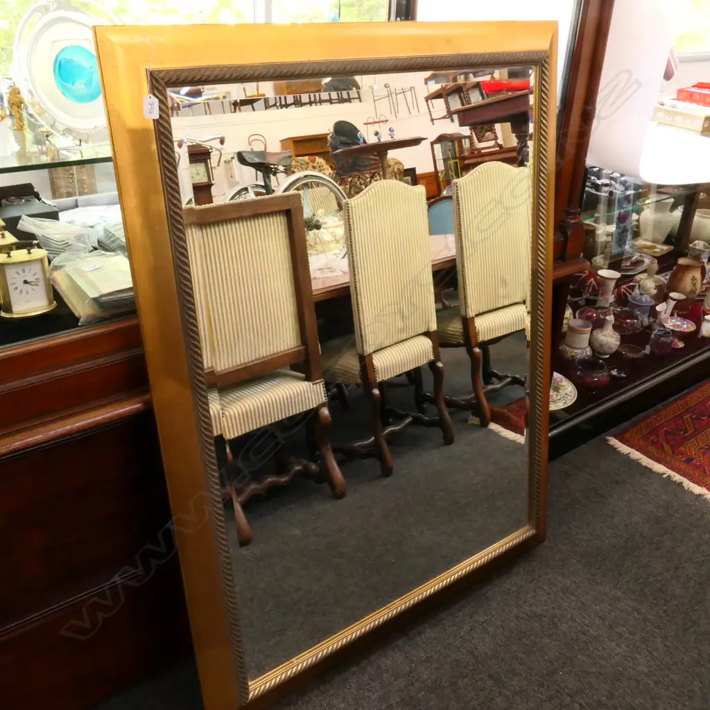 LARGE BEVELLED MIRROR W ROPE EDGED GOLD FRAME H. 1420MM W. 1100MM Image 1++