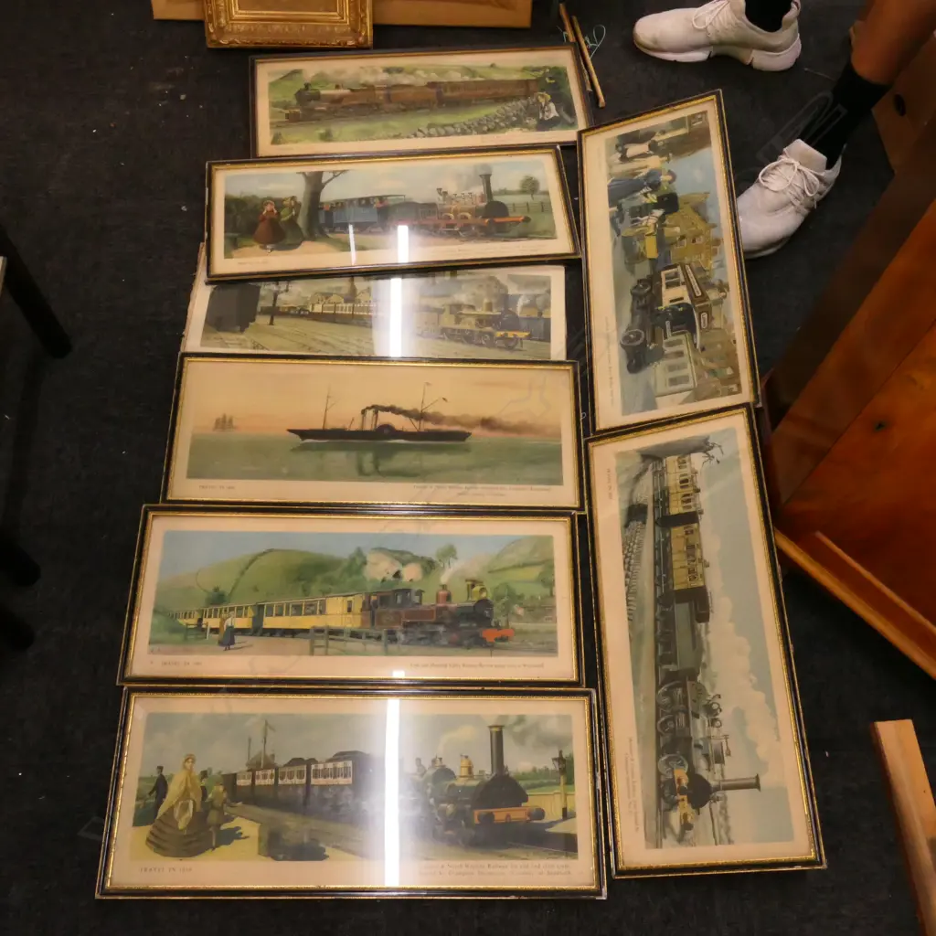 8 PRINTS OF TRAIN TRAVEL THROUGH TIME 650MM X 270MM ONE AF Image 1++