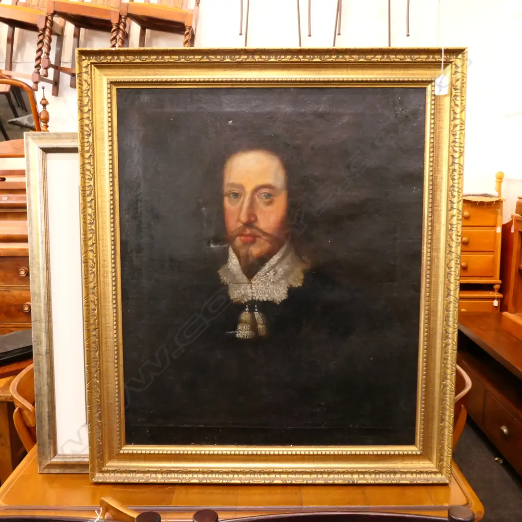 17thC PORTRAIT OF A MAN WITH LACE COLLAR, OIL ON CANVAS (AF) Image 1++