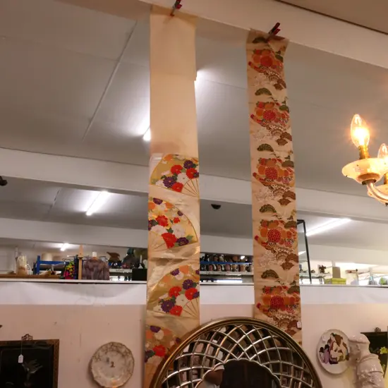 2 JAPANESE SILK AND GOLD THREAD OBI