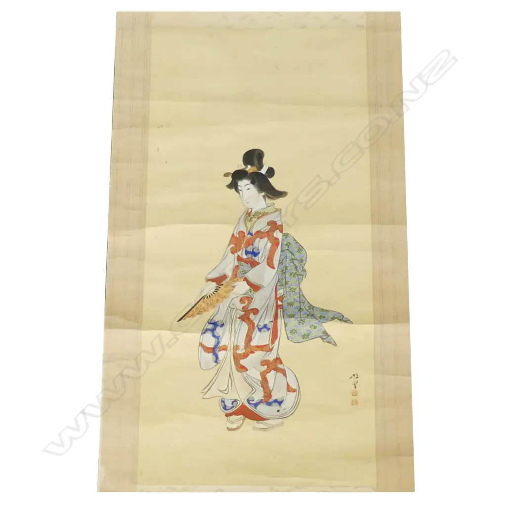 A Japanese watercolour scroll painting Image 1++