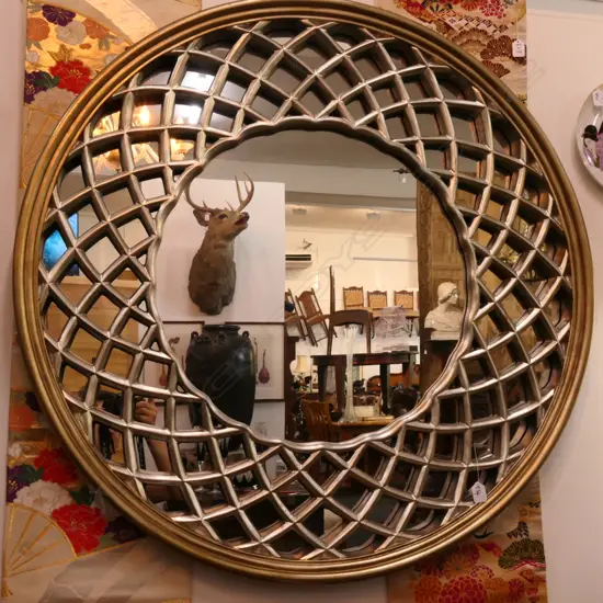 LARGE ROUND GOLD/SILVER MIRROR D 1070