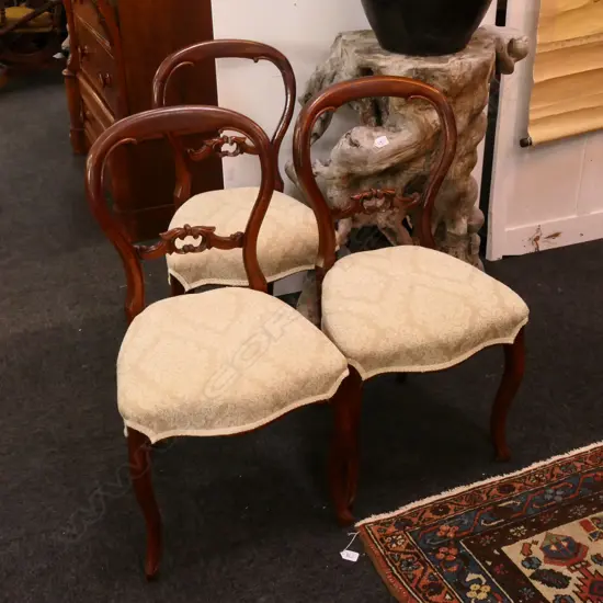 4 VICTORIAN STYLE MAHOGANY BALLON BACK CHAIRS. 1 AF, 