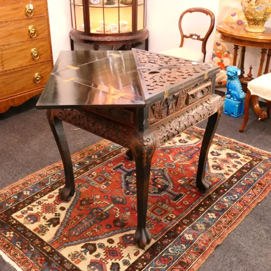 A CHINESE CARVED MAHJONG TABLE 650 SQ