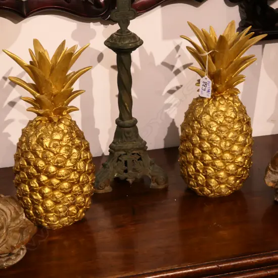 PR GILT GOLD PINEAPPLES 310MM H
