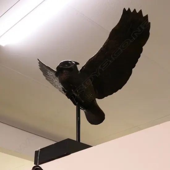 LGE BRONZE OWL ON STAND 750MM W