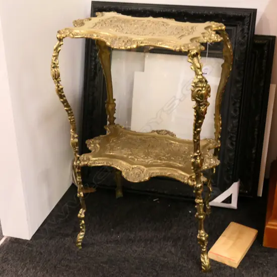 ORNATE BRASS TWO TIER STAND