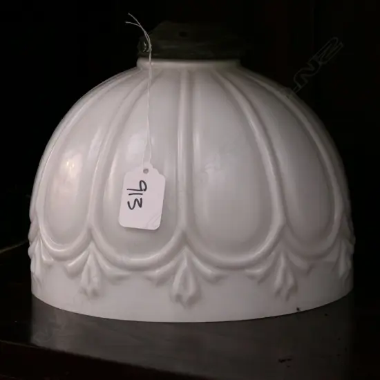 SMALL MILK GLASS LAMPSHADE WITH GALLERY 200MM DIA 160MM H