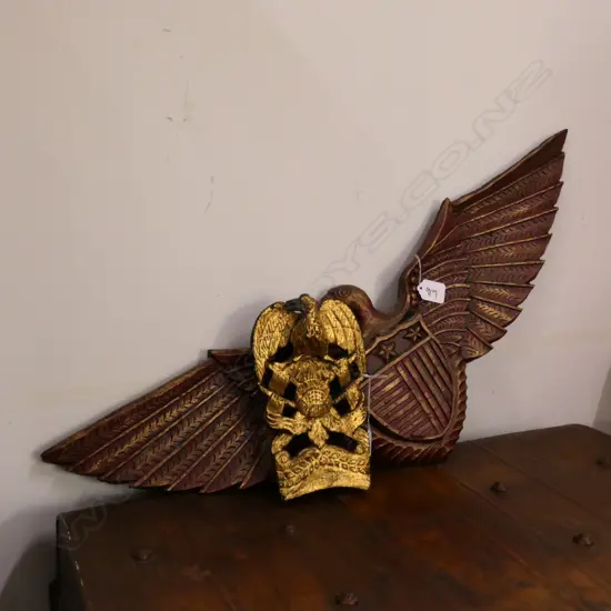 CARVED WOODEN EAGLE + GILDED CARVING  L 710 MM