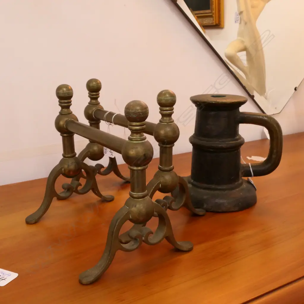 PR BRASS FIREDOGS AND BRASS WEIGHT Image 1++