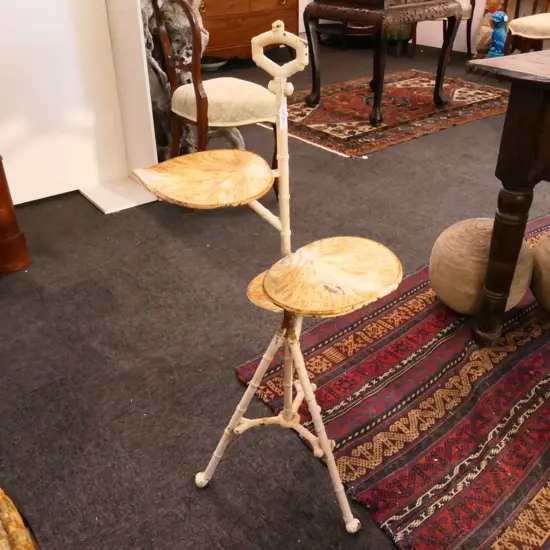 VICTORIAN CAST IRON AS FAUX BAMBOO STAND W. 3 LEAVES 900MM H