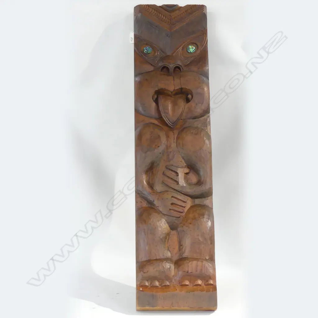 STYLISED MAORI PANEL WITH INSET PAUA EYES 920MM H Image 1++
