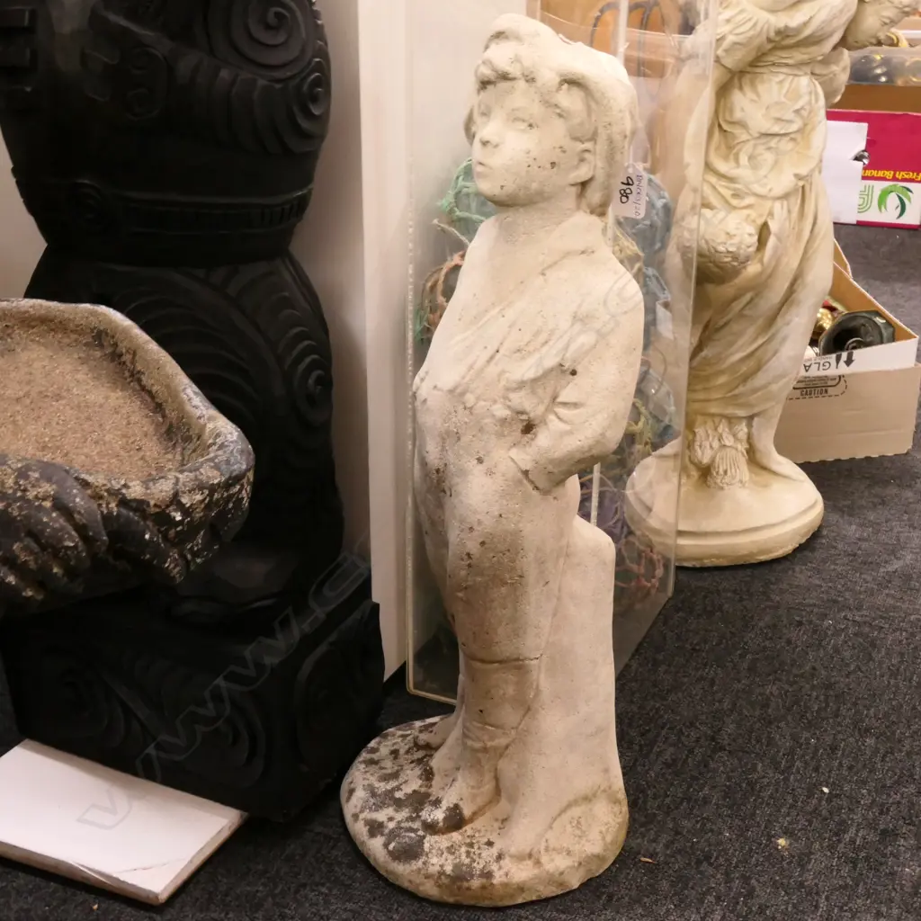 CONCRETE GARDEN ORNAMENT BOY 600MM H Image 1++
