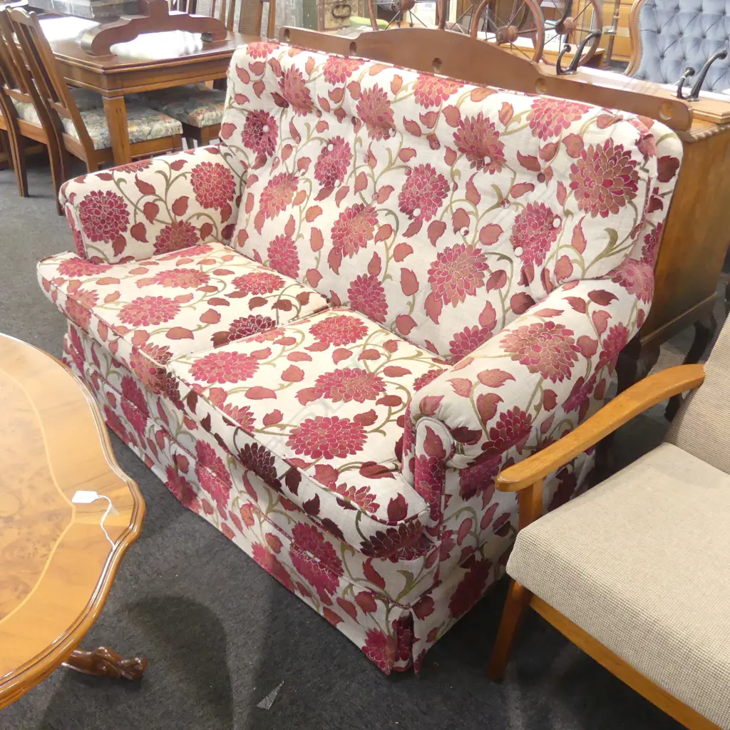 2  FLORAL UPHOLSTERED SOFAS WITH 2 MATCHING ARMCHAIRS Image 1++