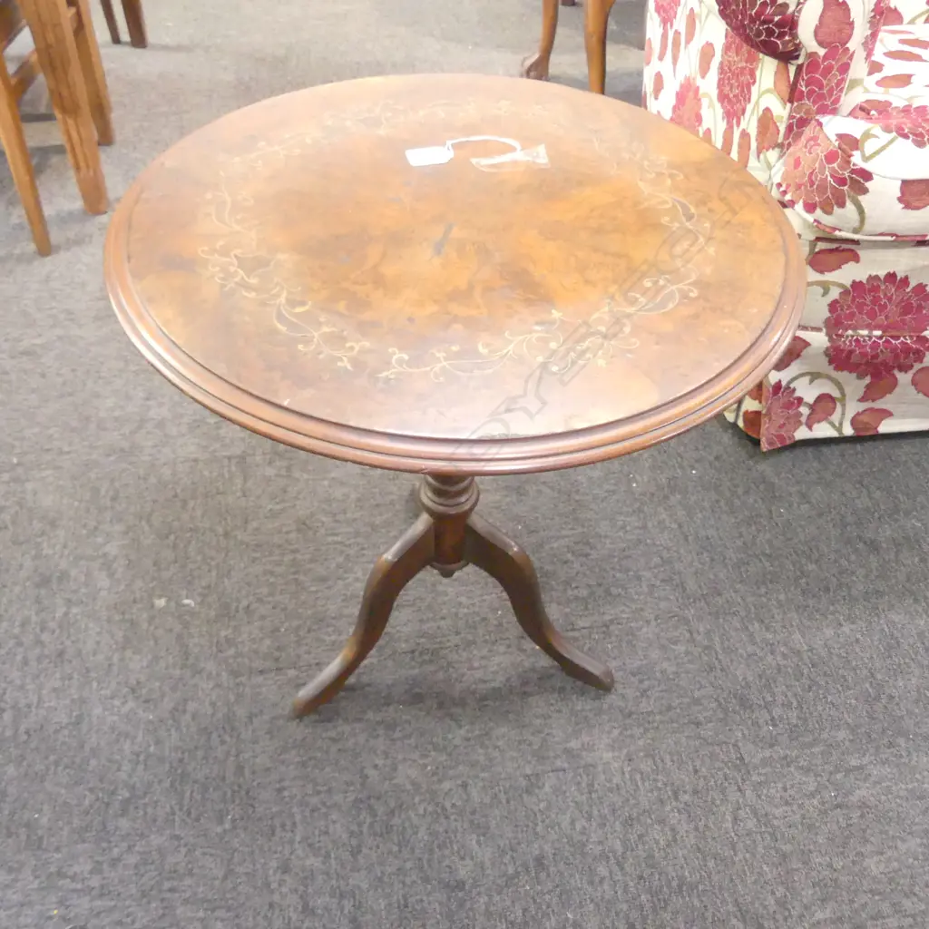 VICTORIAN INLAID WINE TABLE Image 1++