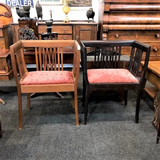 PR OF EDWARDIAN PARLOUR CHAIRS, WITH RESTRAINED NOUVEAU BACKS