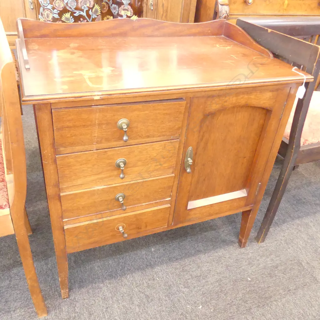 EDWARDIAN MAHOGANY MUSIC CABINET w DROP FRONT DRAWER FASCIAS Image 1++