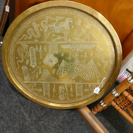 BRASS TOPPED TRAY TABLE W. 540MM H. 500MM