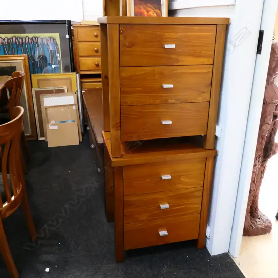 2 CONTEMPORARY PINE BEDSIDE TABLES H. 630MM. W. 540MM