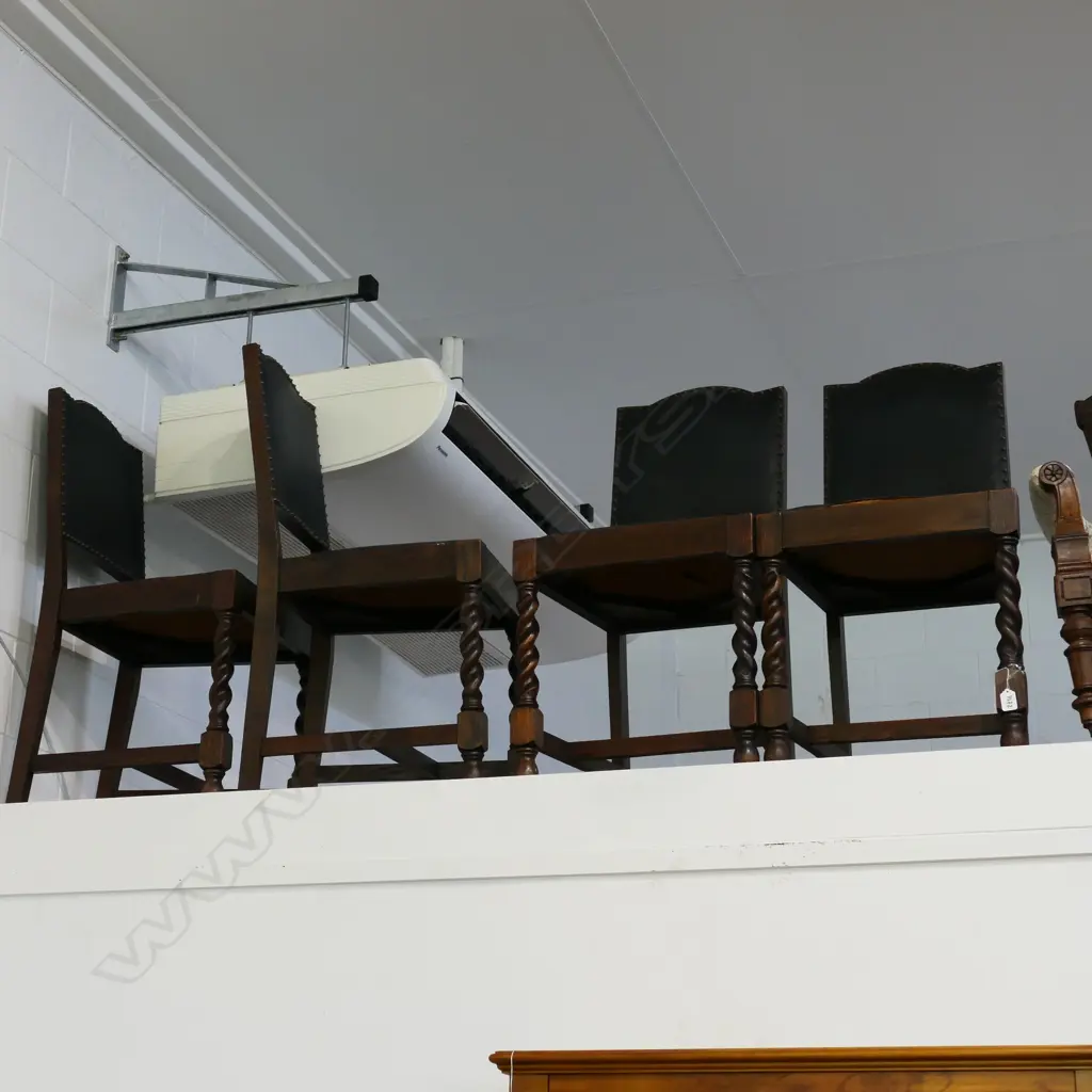 OAK CHAIRS W BARLEY TWIST BASES A/F Image 1++