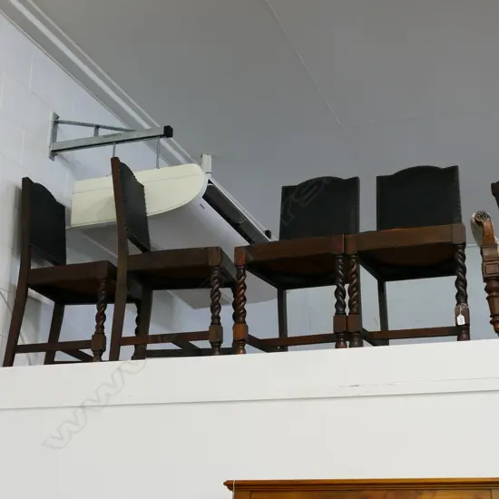 OAK CHAIRS W BARLEY TWIST BASES A/F