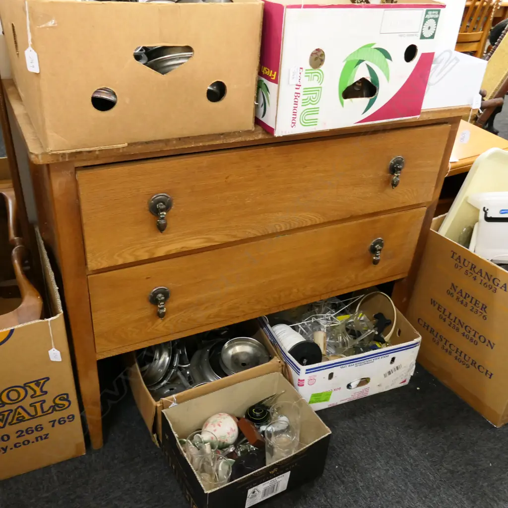 OAK 2 DRAWER DRESSER W. 170MM Image 1++