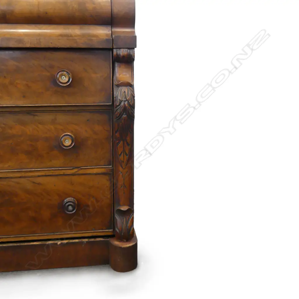 A large Victorian flame mahogany scotch chest Image 1++