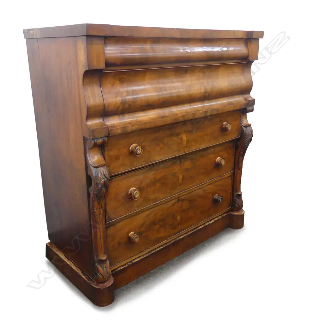 A large Victorian flame mahogany scotch chest Image 1++
