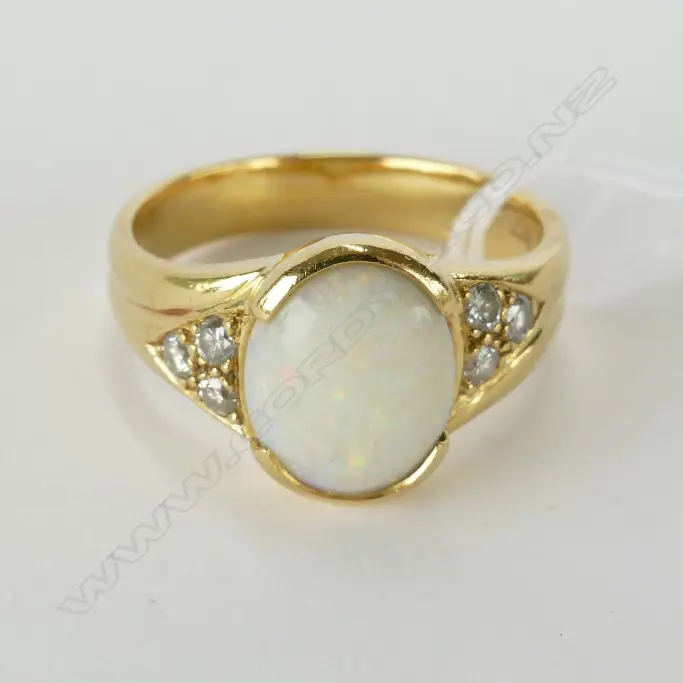 18CT GOLD OPAL AND DIAMOND RING VAL.$2500.00 Image 1++