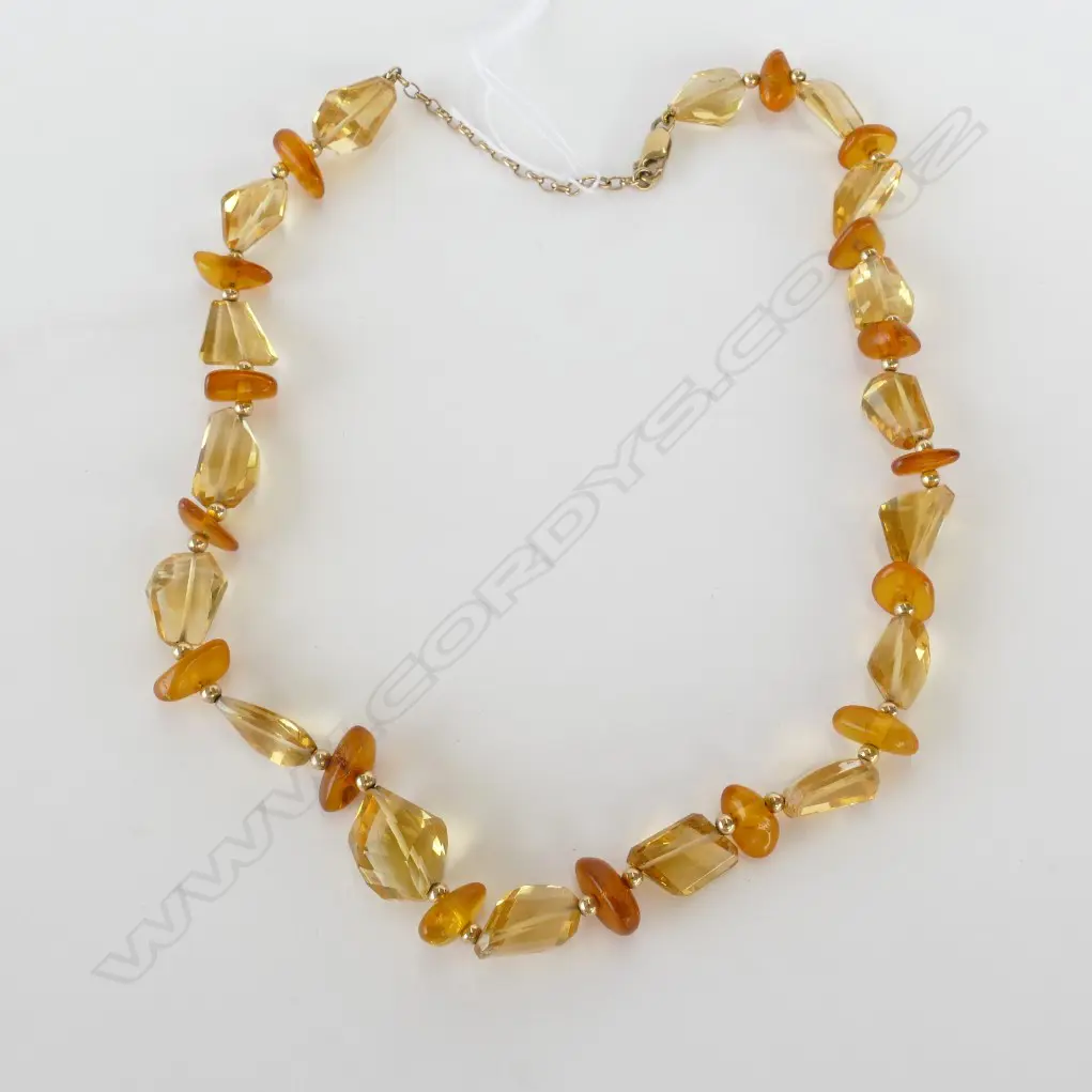 CITRINE AND AMBER BEAD NECKLACE (RETAIL REPLACEMENT $375) Image 1++