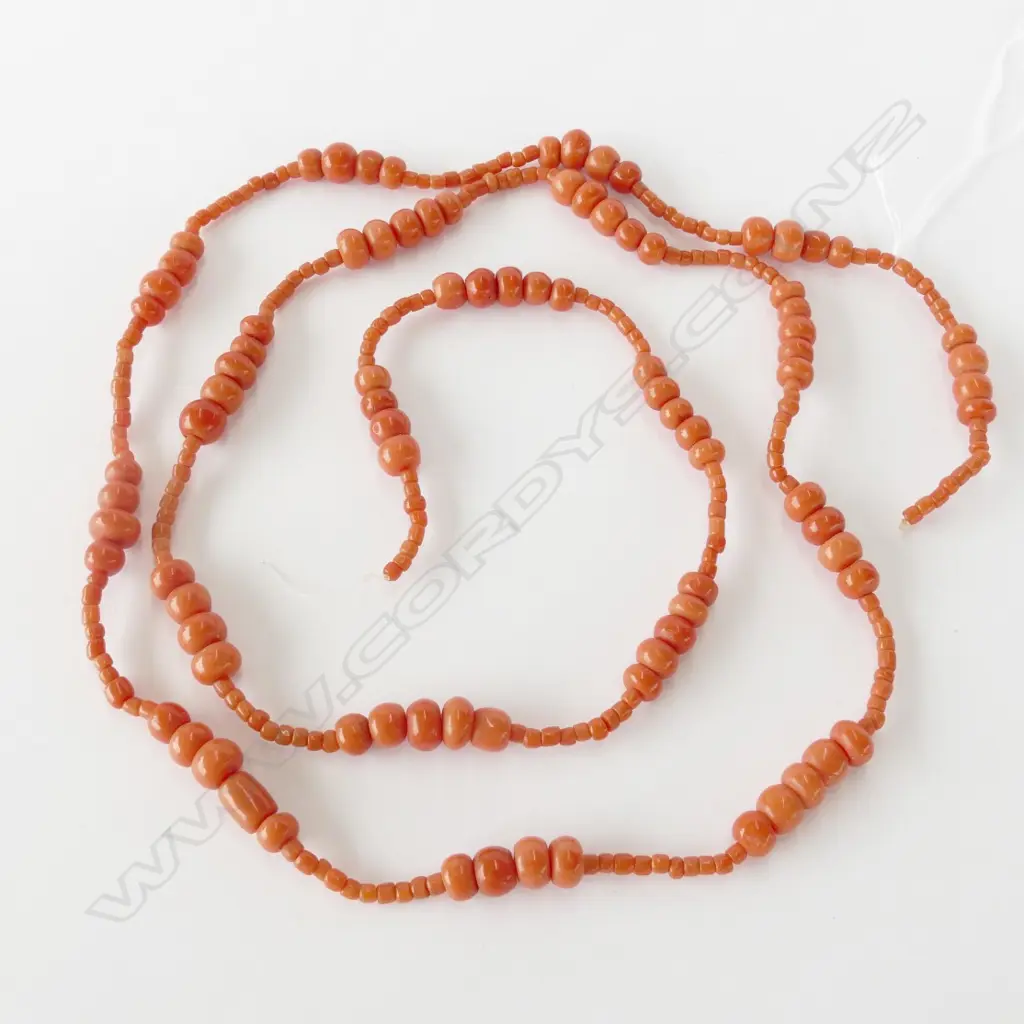LONG MEDITTERANEAN ORANGE CORAL NECKLACE Image 1++