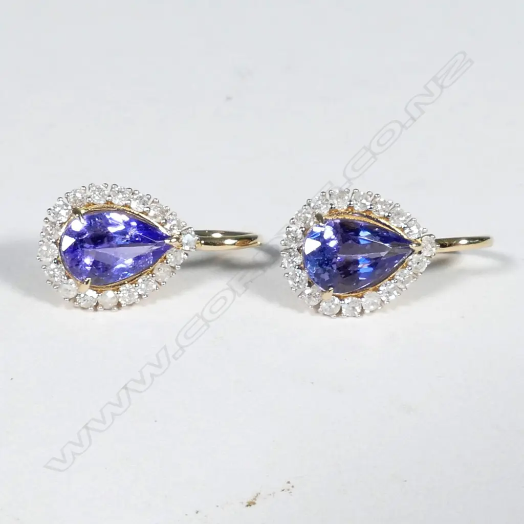 14ct Yellow Gold Tanzanite and Diamond earrings featuring Image 1++
