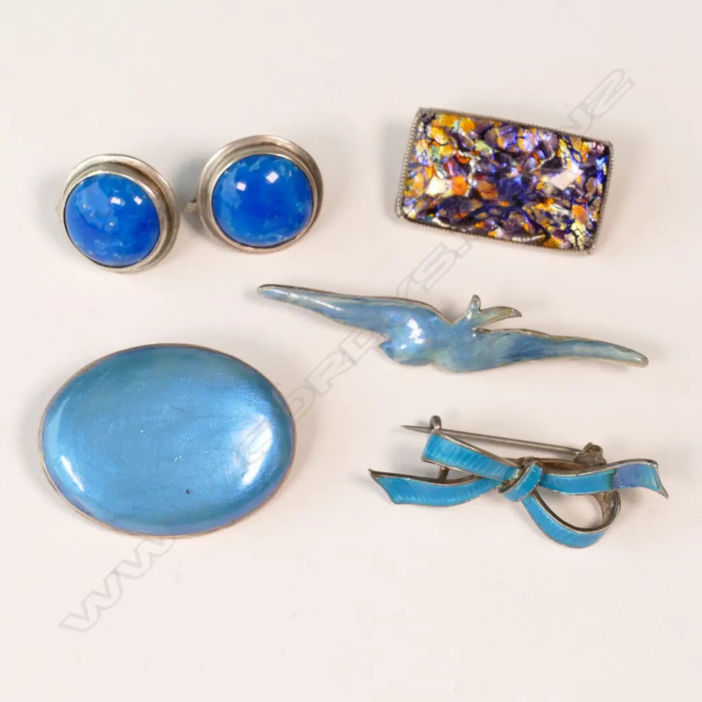 SILVER & ENAMEL BROOCHES & EARRINGS Image 1++