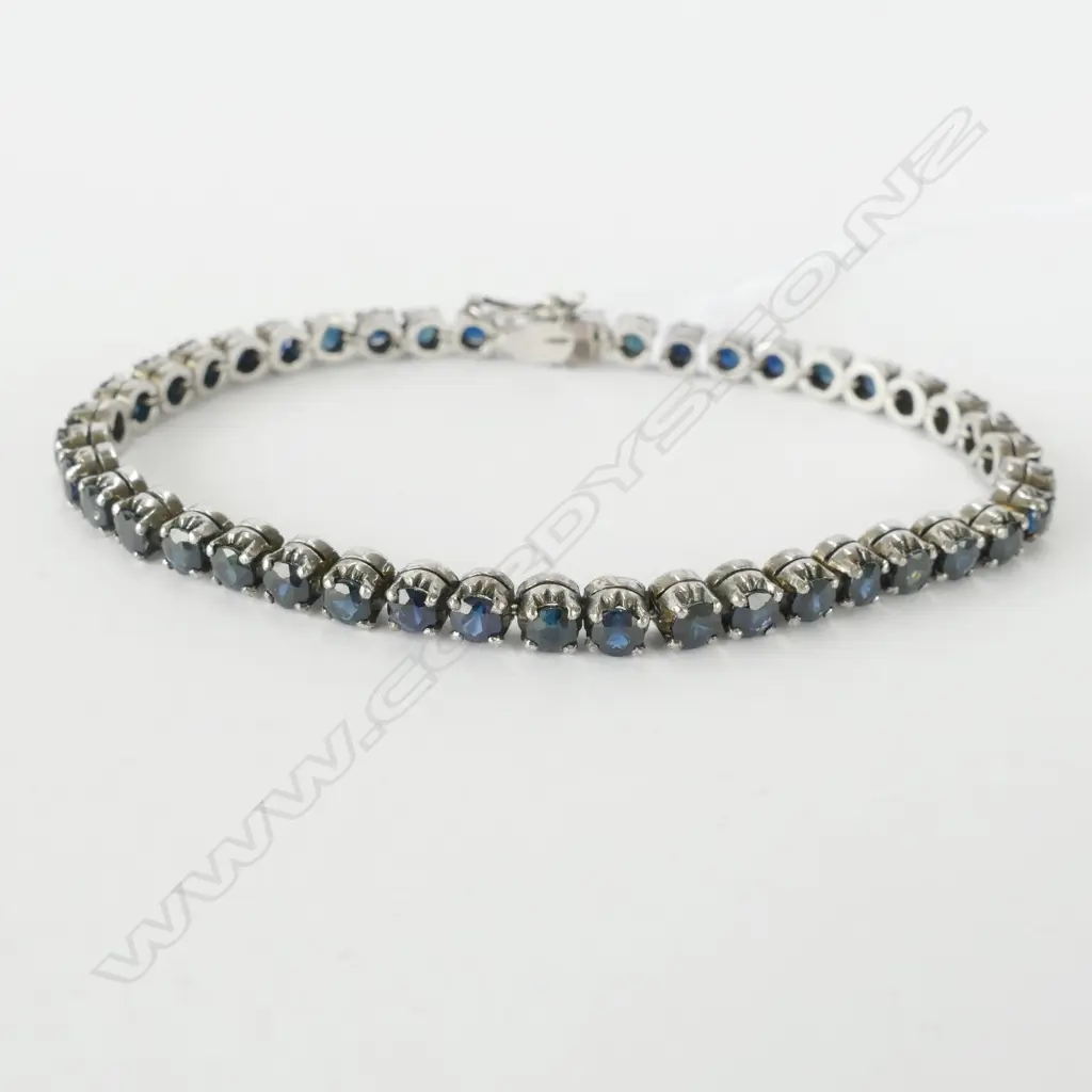 WHITE GOLD PLATED SAPPHIRE  BRACELET Image 1++