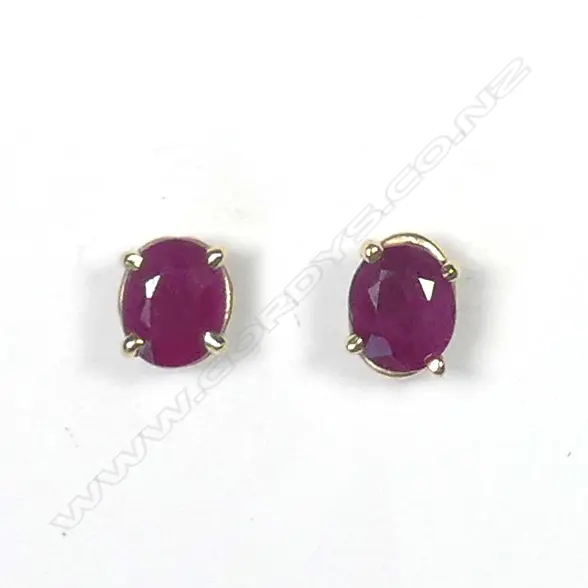 14CT YELLOW GOLD RUBY EARRINGS Image 1++