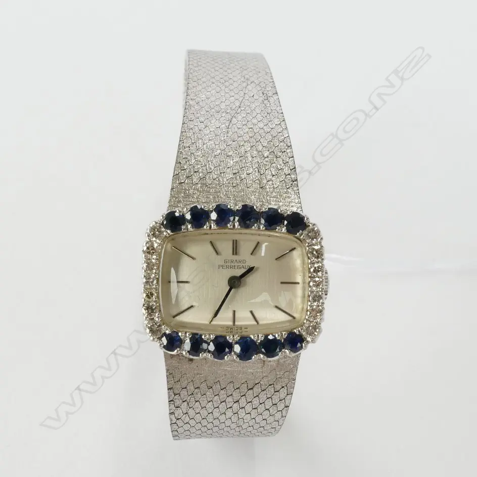 18CT W/GOLD GIRARD PERREGAUX WATCH  sapp. & dia. Image 1++