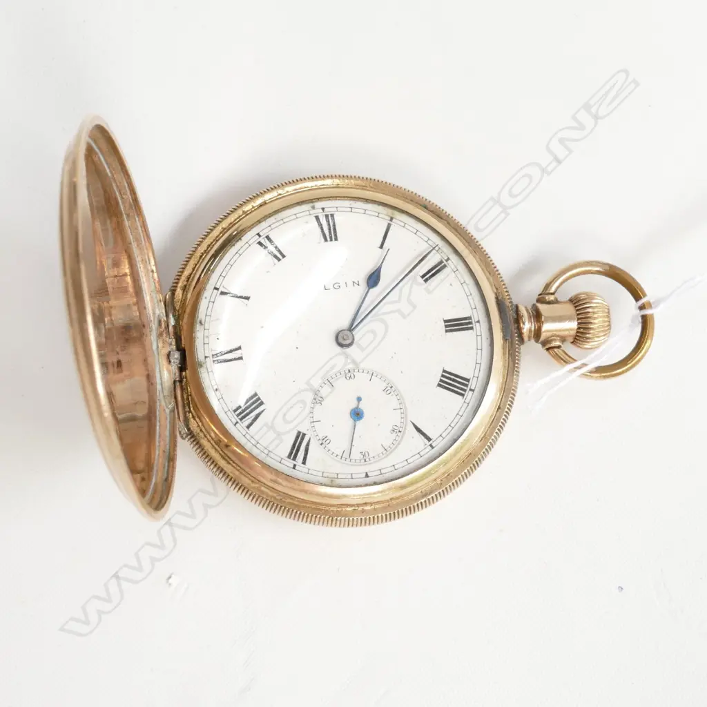 ELGIN GOLD PLATE FULL HUNTER POCKET WATCH Image 1++