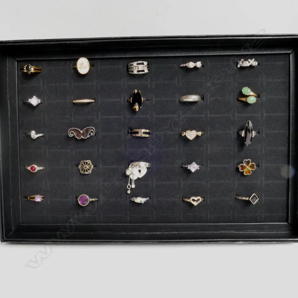 25 COSTUME RINGS IN A DISPLAY BOX Image 1++