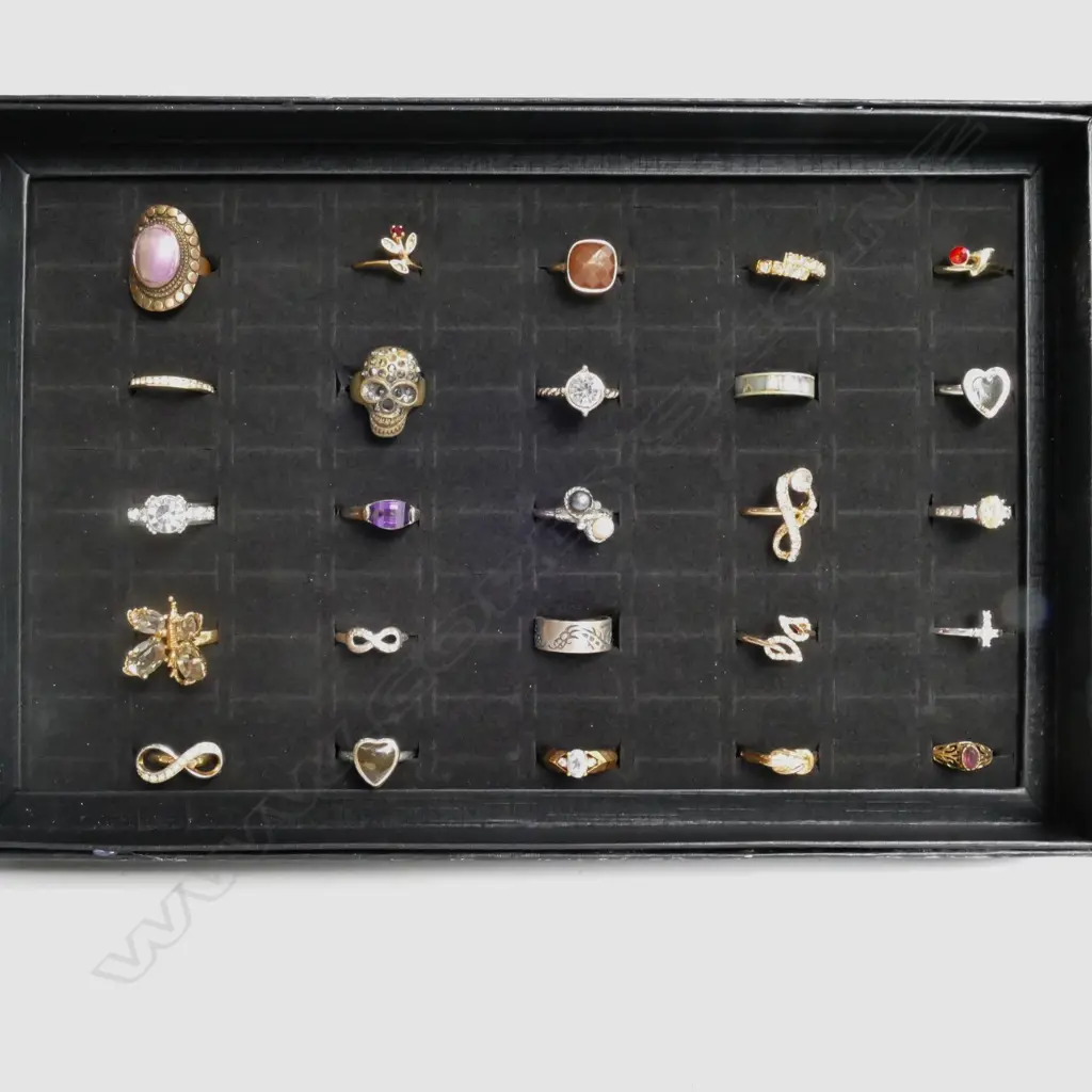 25 COSTUME RINGS IN A DISPLAY BOX Image 1++