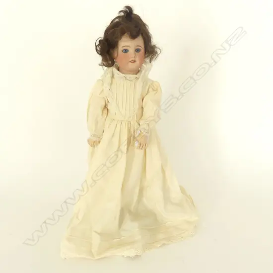 GOOD ANTIQUE DOLL ON STAND, STAMPED 'SFBJ 60 PARIS 3/o', H. 410MM (INCL STAND)