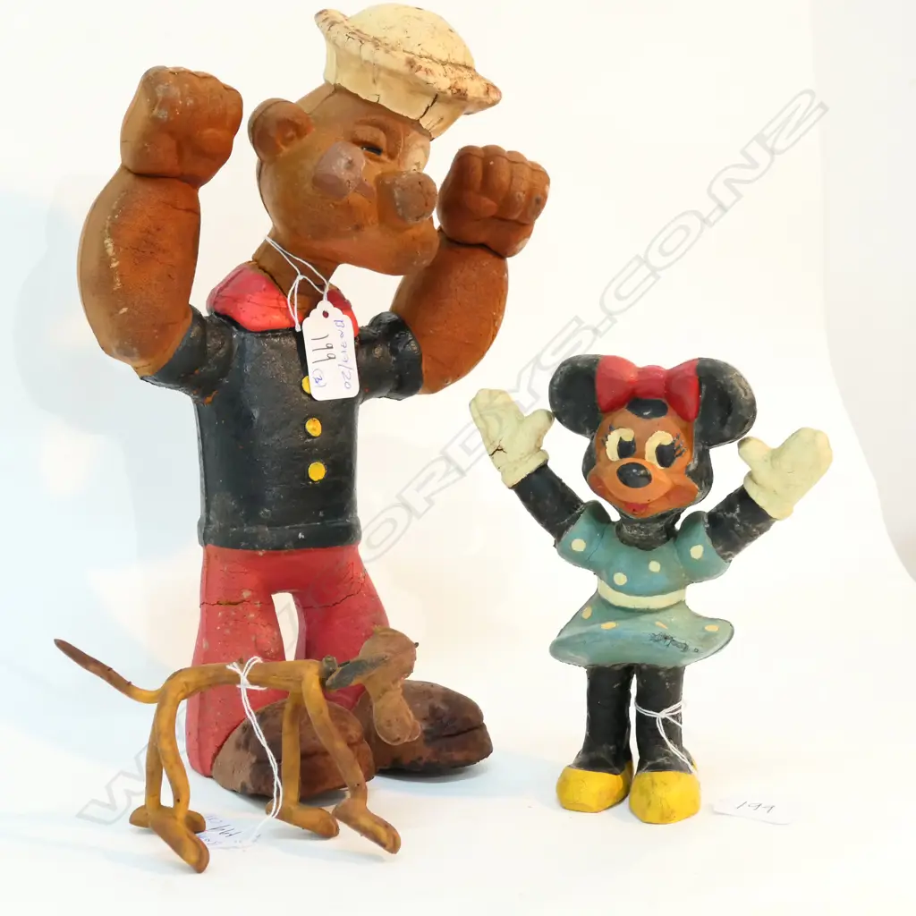 A KING FEATURESBENDY POPEYE FIGURE A/F +MINNIE MOUSE + PLUTO Image 1++
